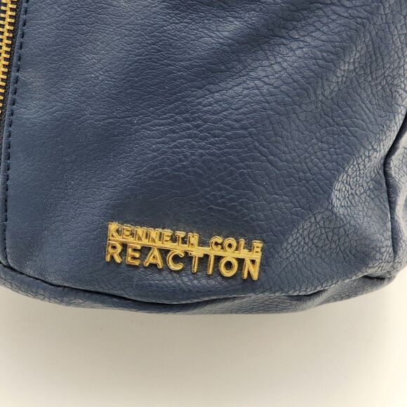Kenneth Cole Reaction Blue Leather Bucket Bag Backpack - Picture 8 of 13